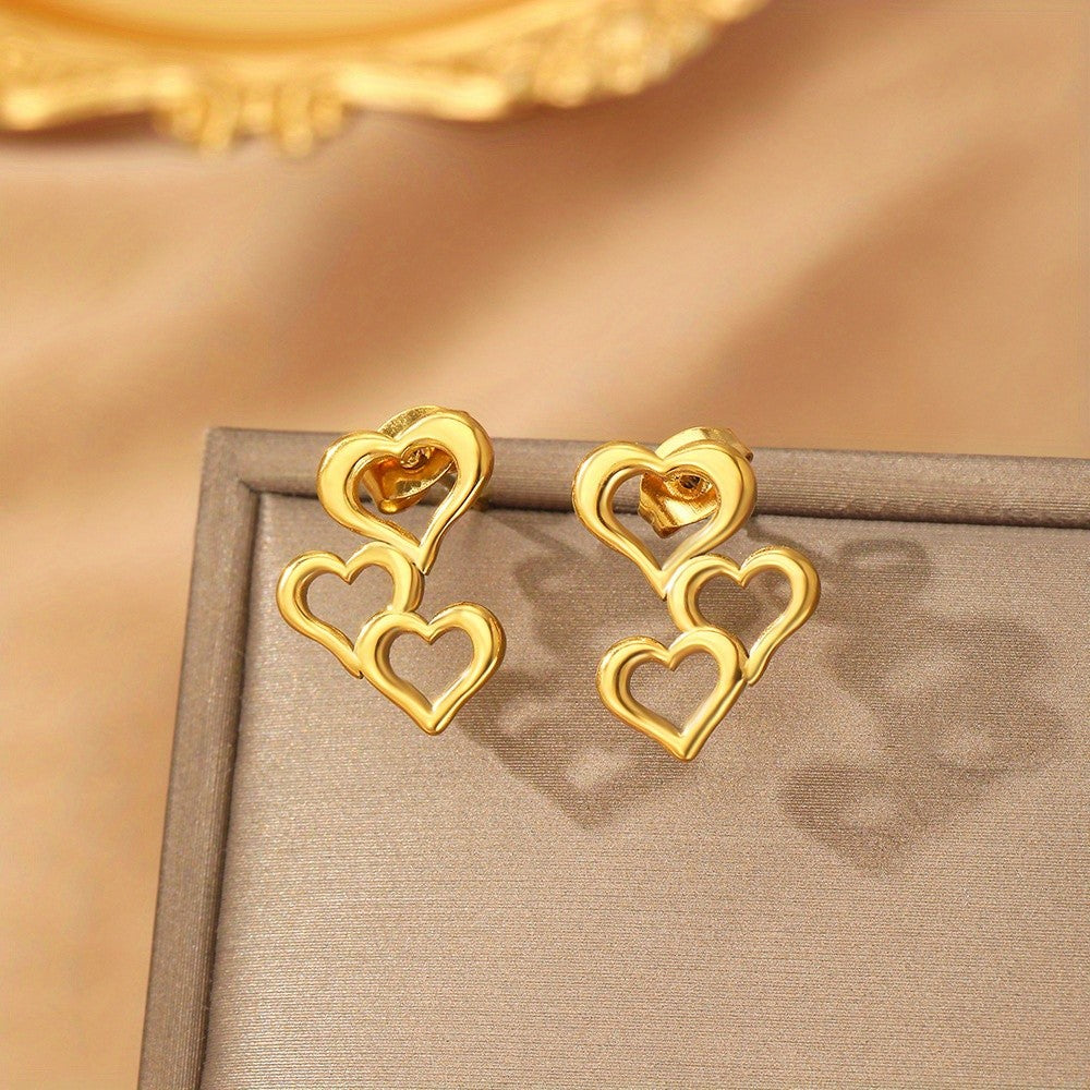 Nested Hollow Heart Stud Earrings