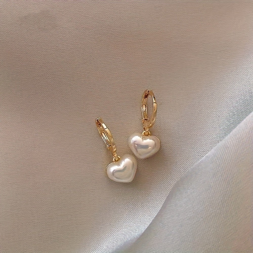 Iridescent Heart Drop Hoop Earrings