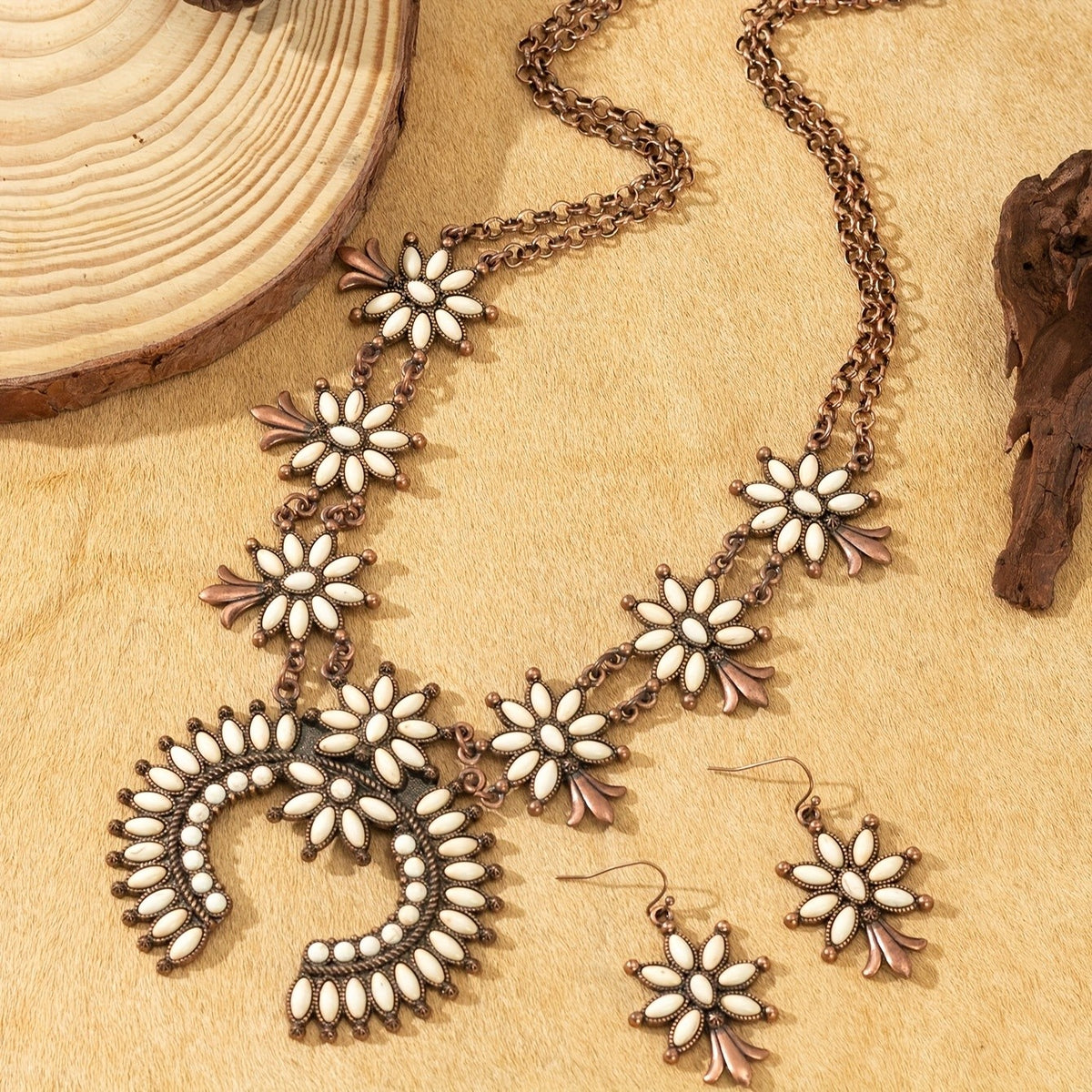 Turquoise Floral Necklace & Earring Set