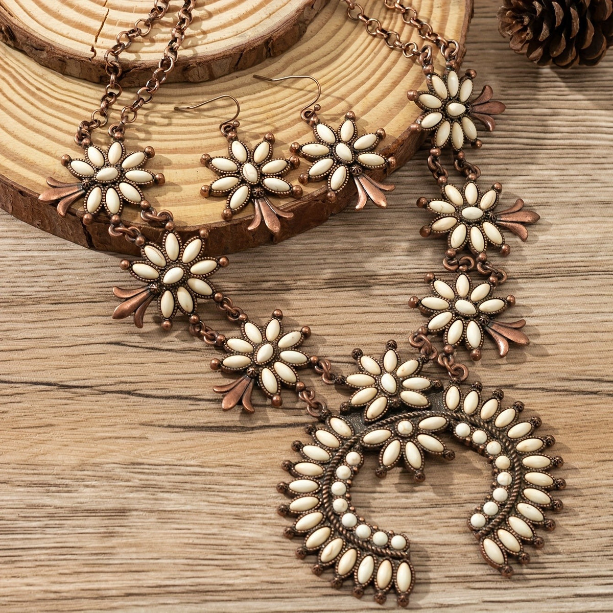 Turquoise Floral Necklace & Earring Set