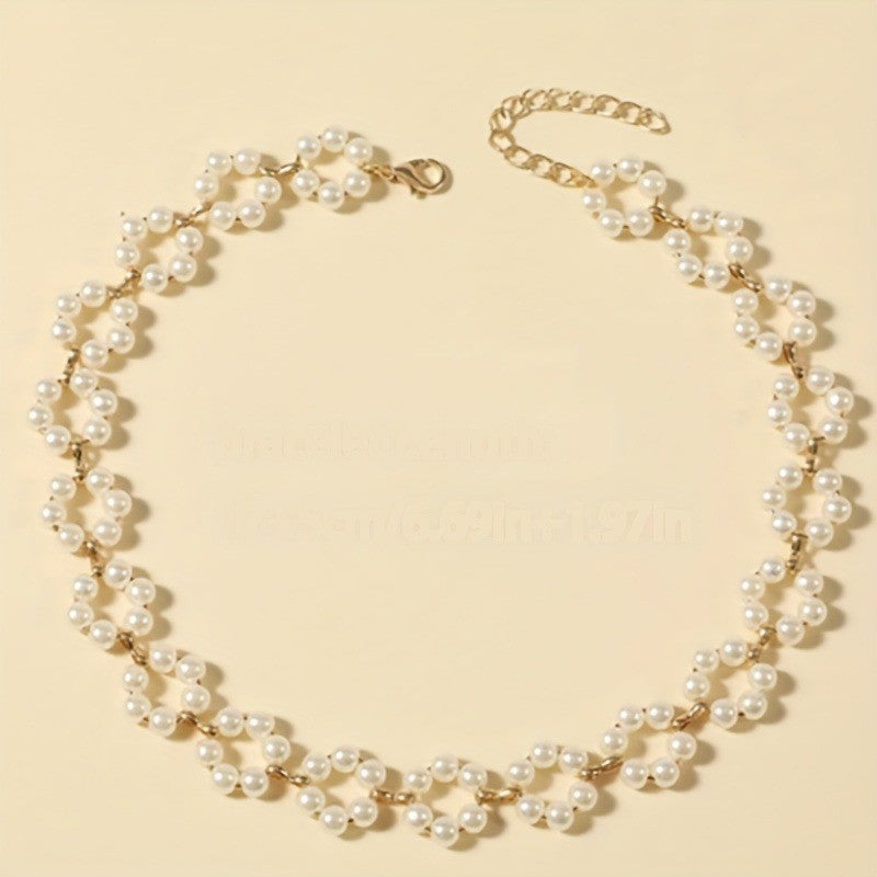 Woven Pearl Collarbone Necklace