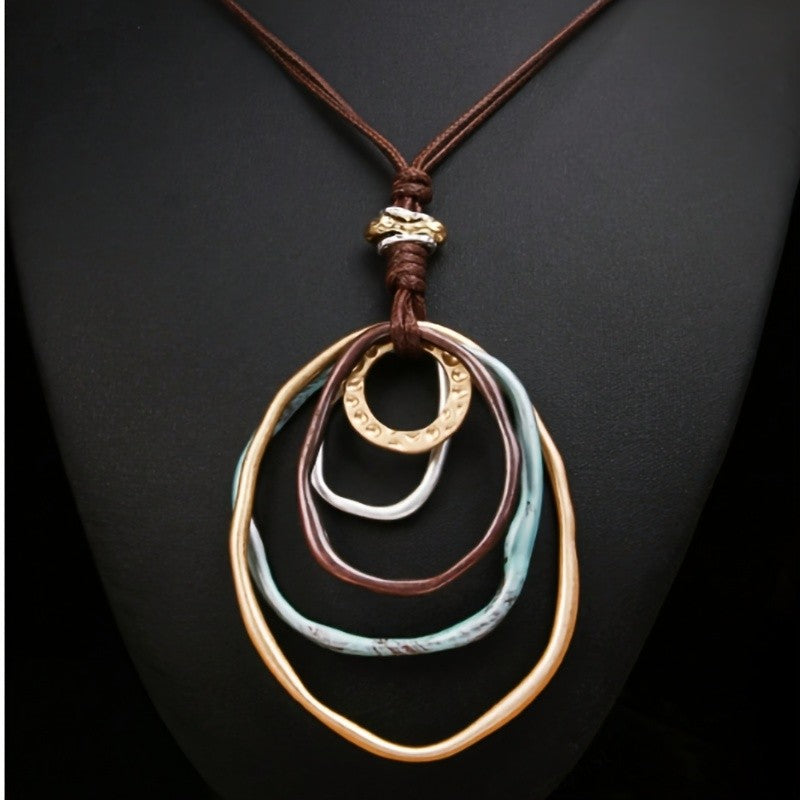 Layered Multi-Tone Circle Necklace