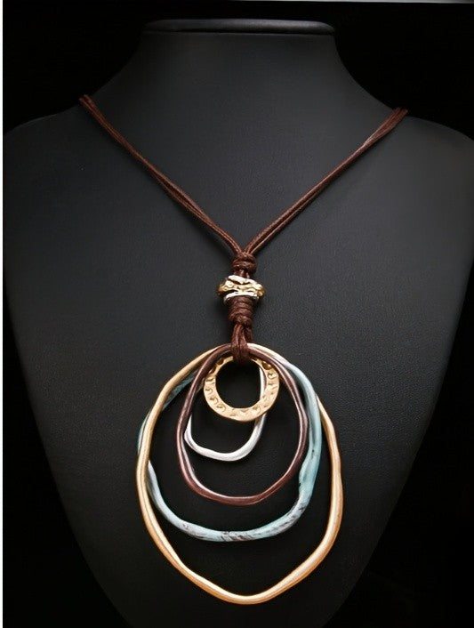 Layered Multi-Tone Circle Necklace