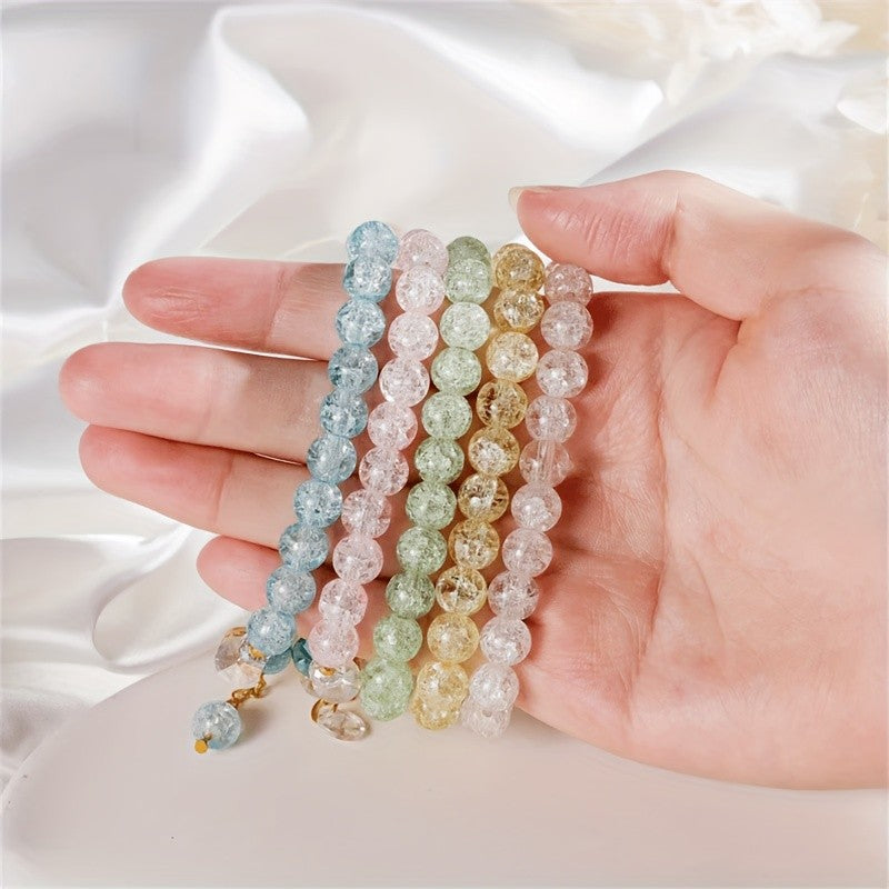 Floral Glass Bead Bracelet Set
