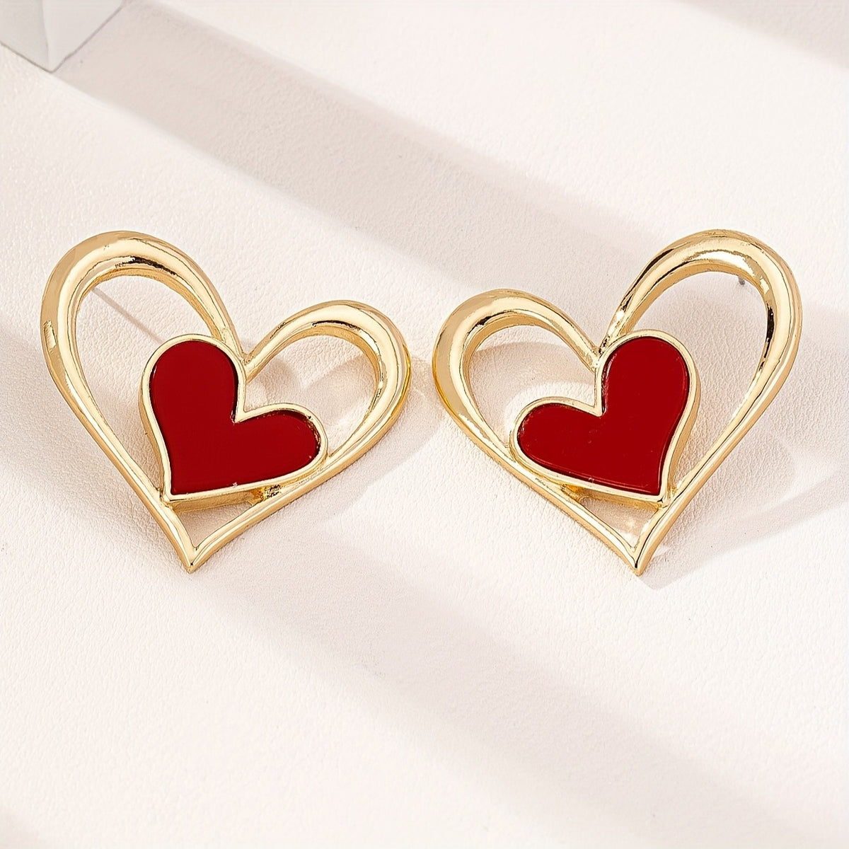 Red Heart Drop Earrings