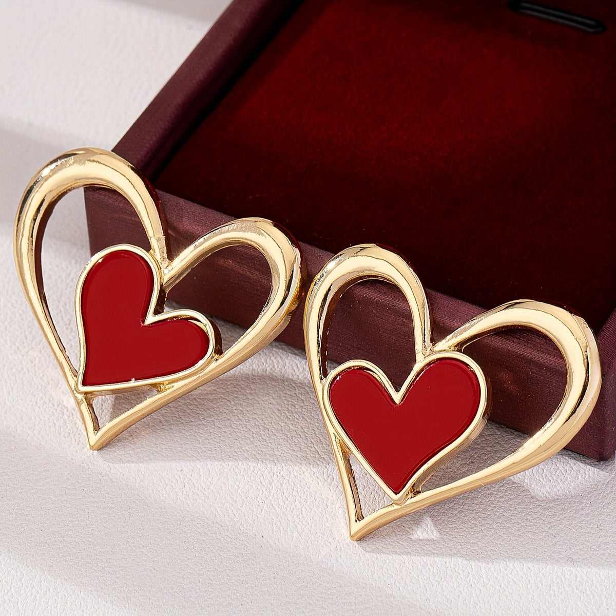 Red Heart Drop Earrings