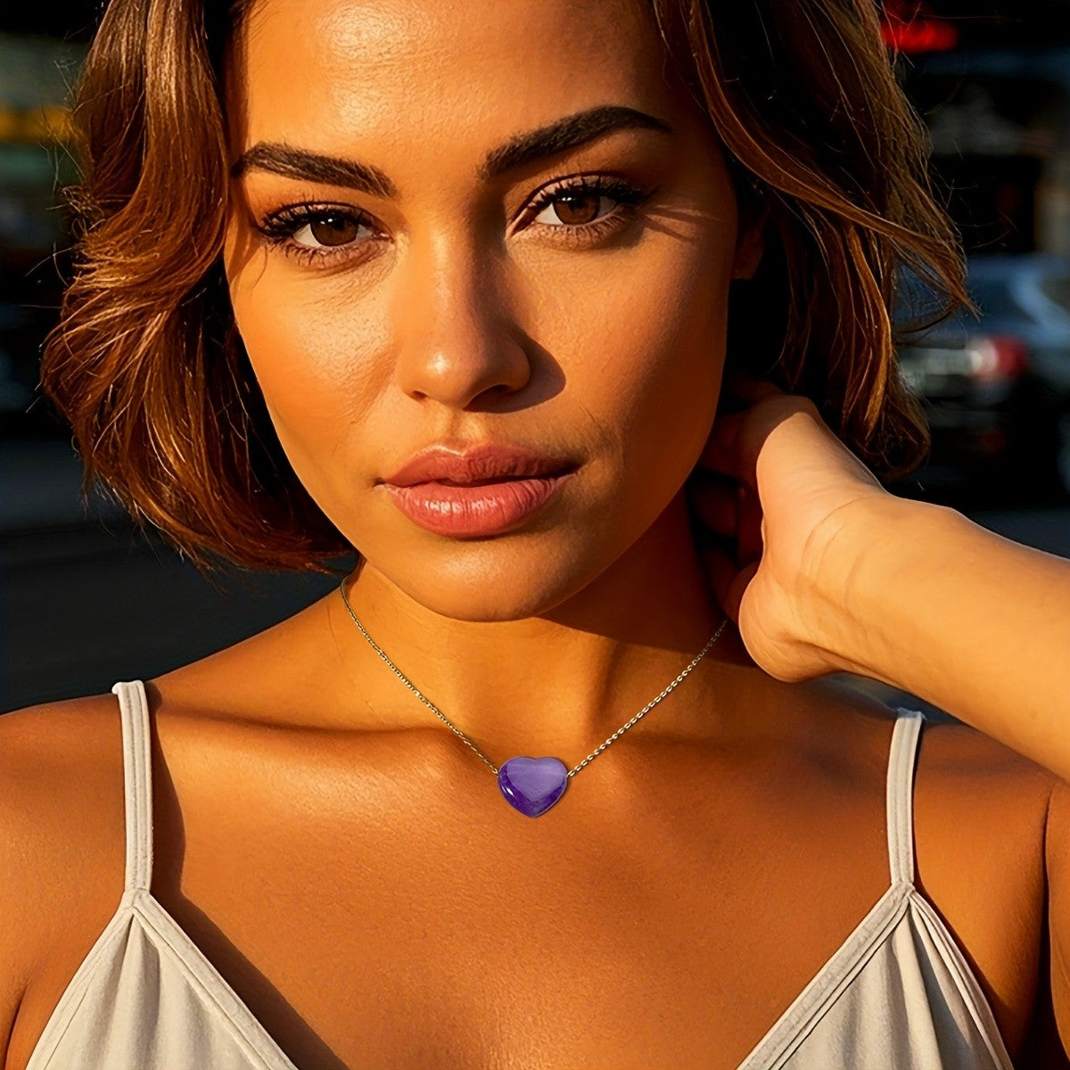 Heart Stone Pendant Necklace
