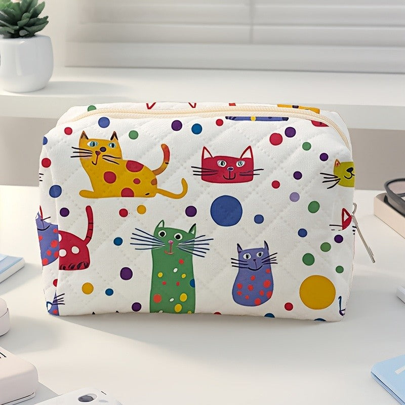 Colorful Cat Quilted Pouch