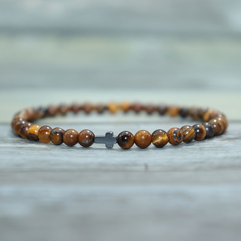 Marbled Stone Cross Bracelet