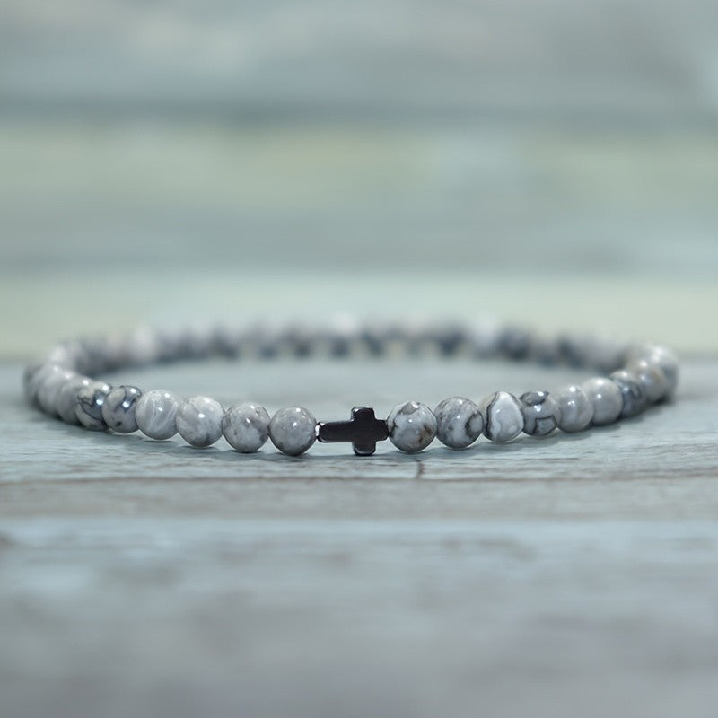 Marbled Stone Cross Bracelet