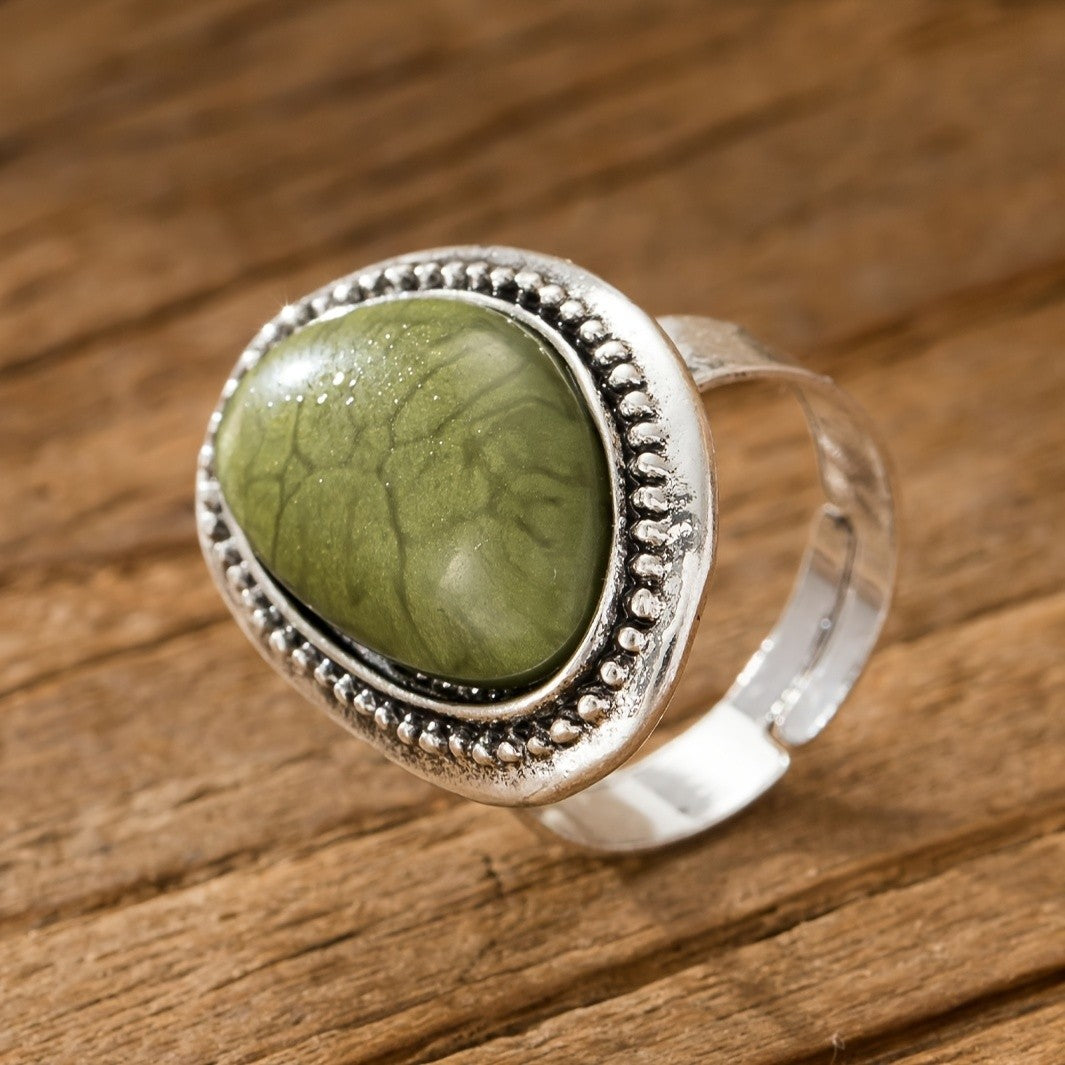 Green Oval Statement Ring