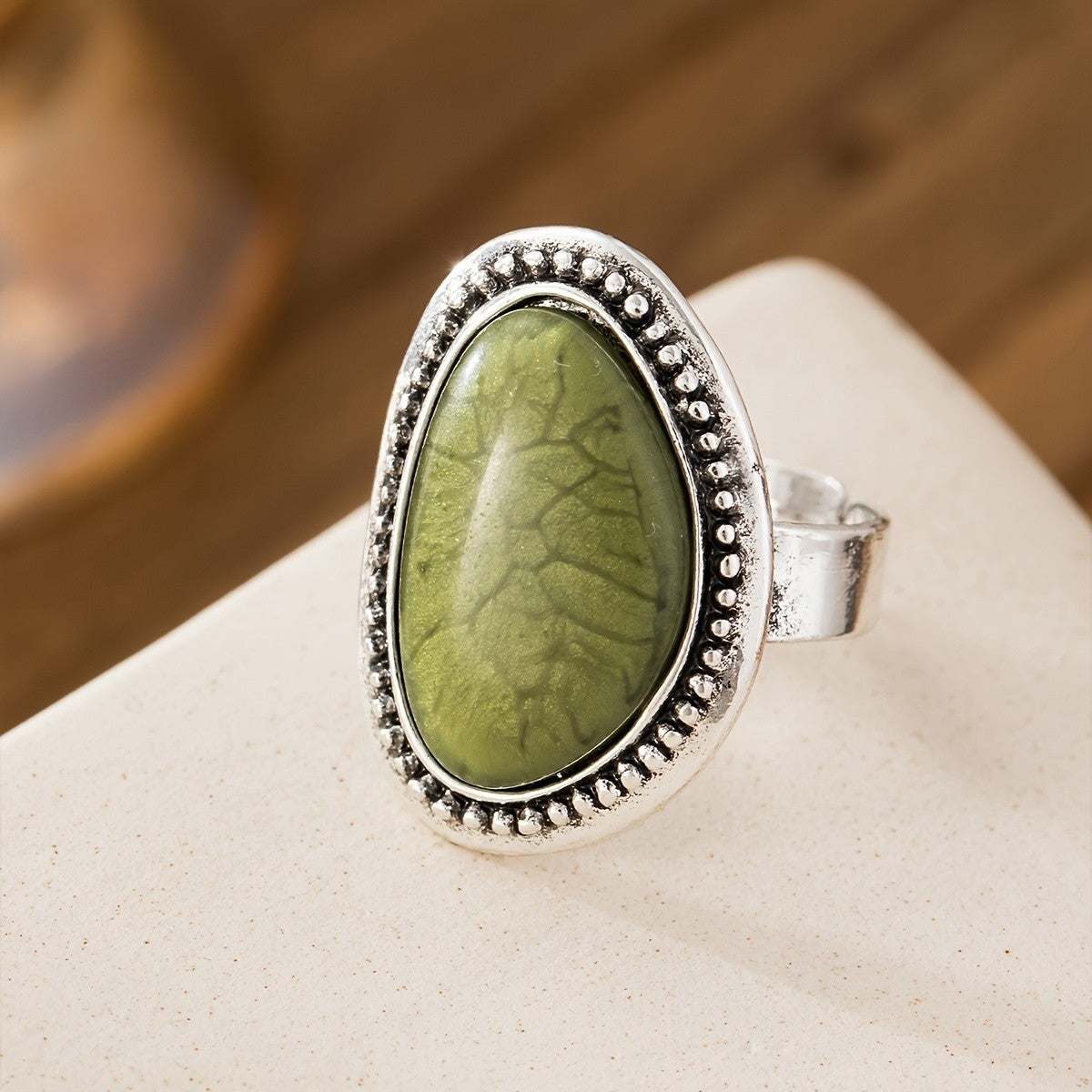 Green Oval Statement Ring