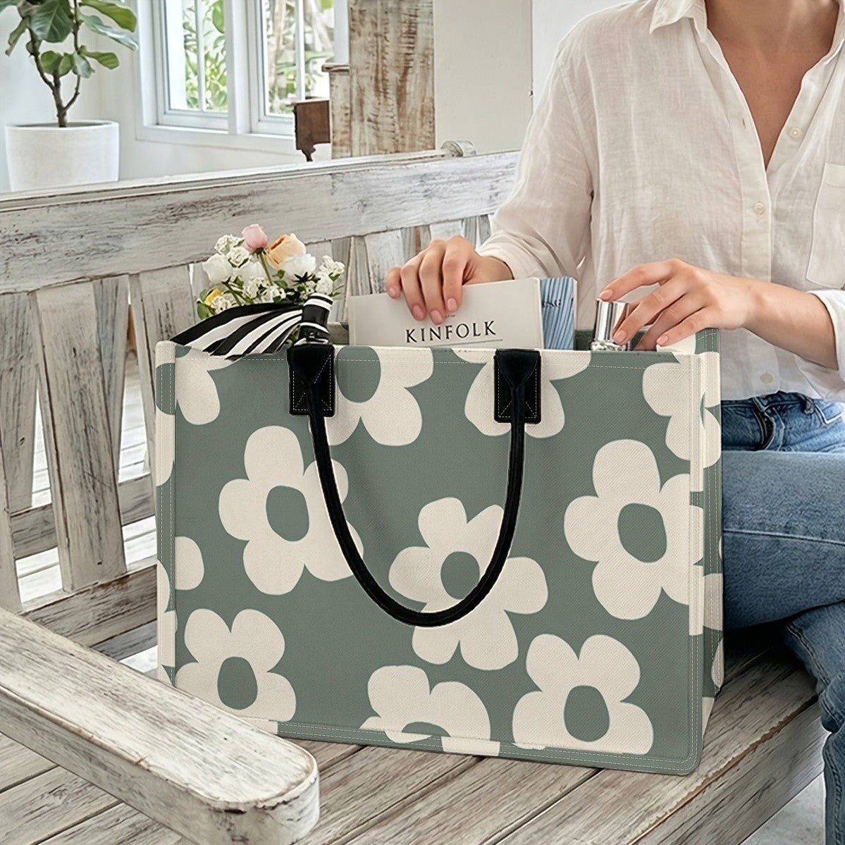 Floral Print Tote Bag