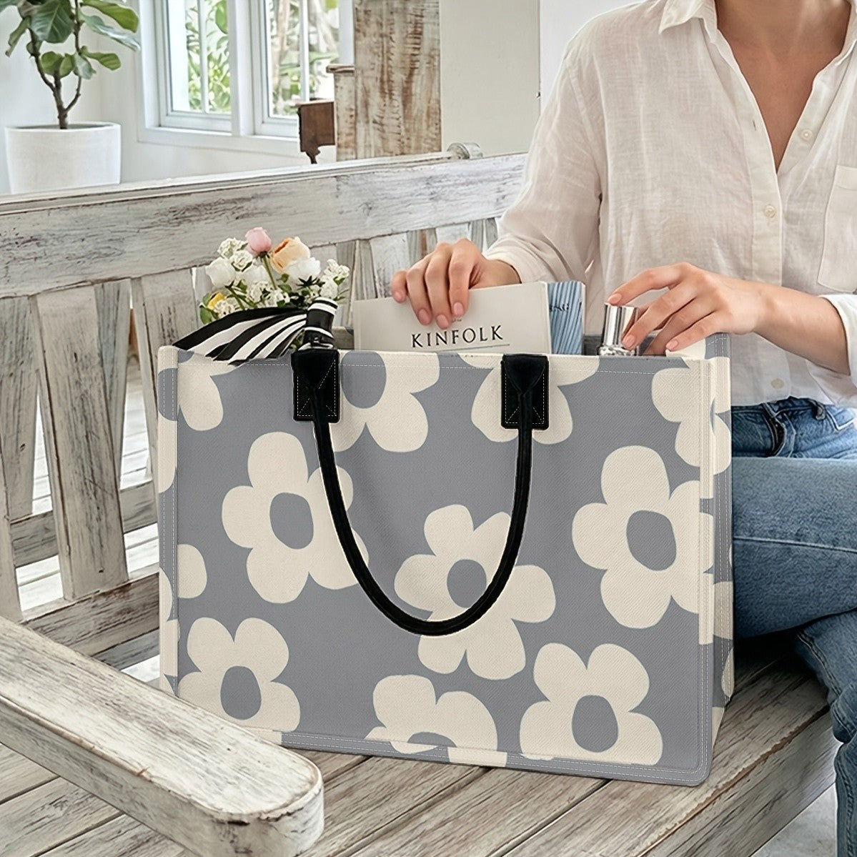 Floral Print Tote Bag