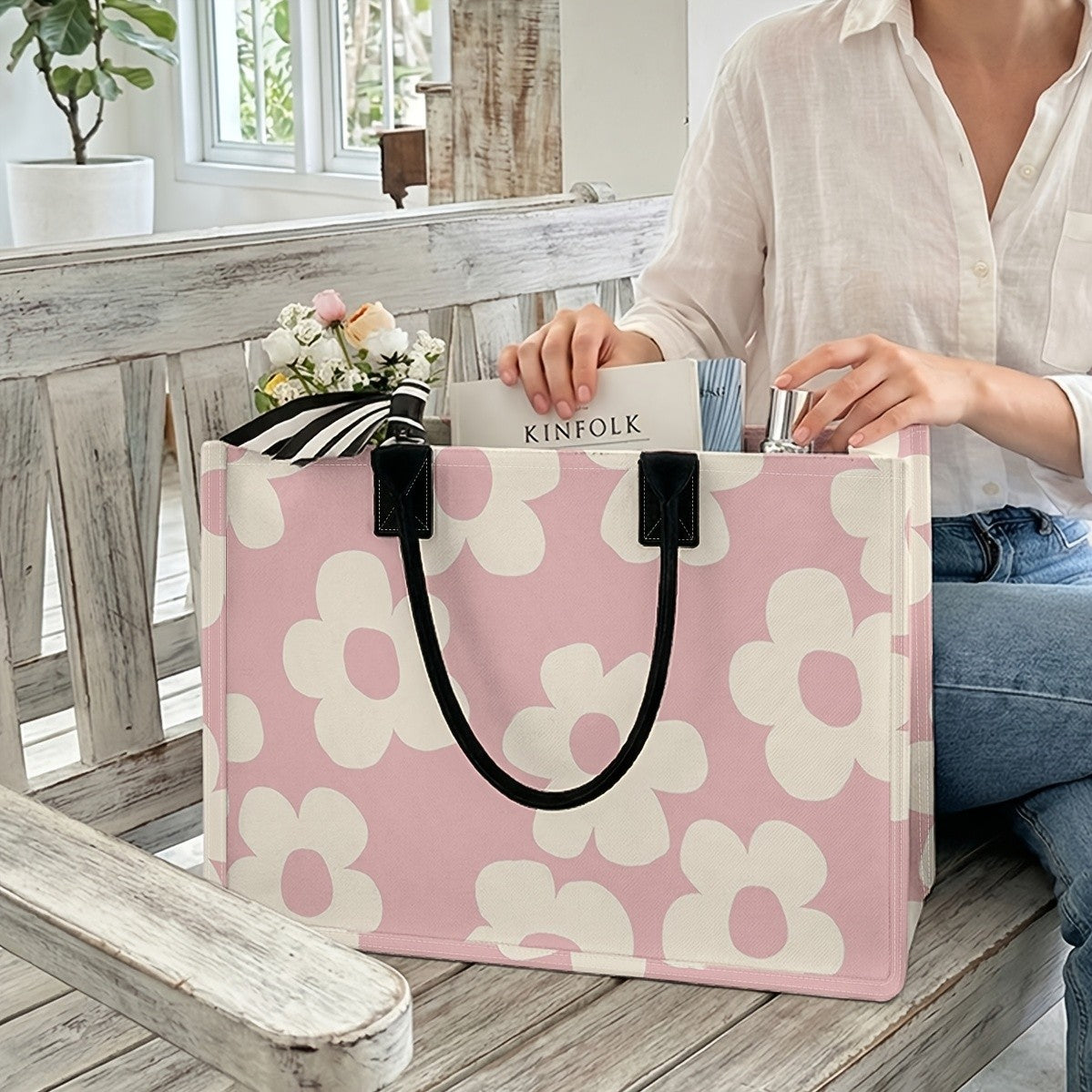 Floral Print Tote Bag