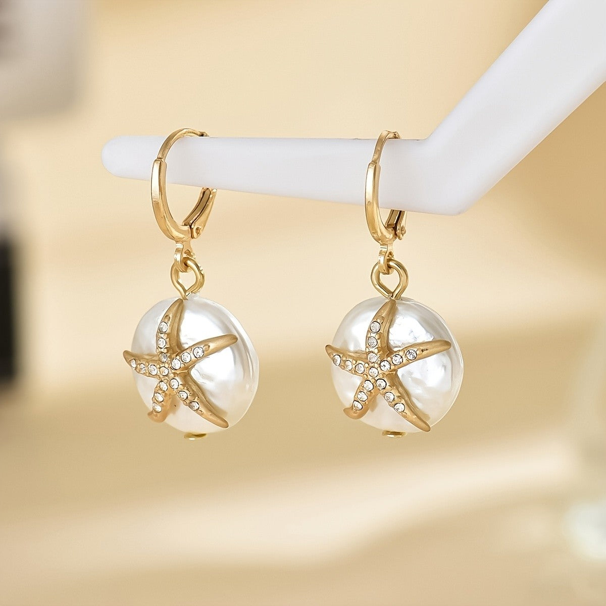 Starfish Pearl Drop Earrings
