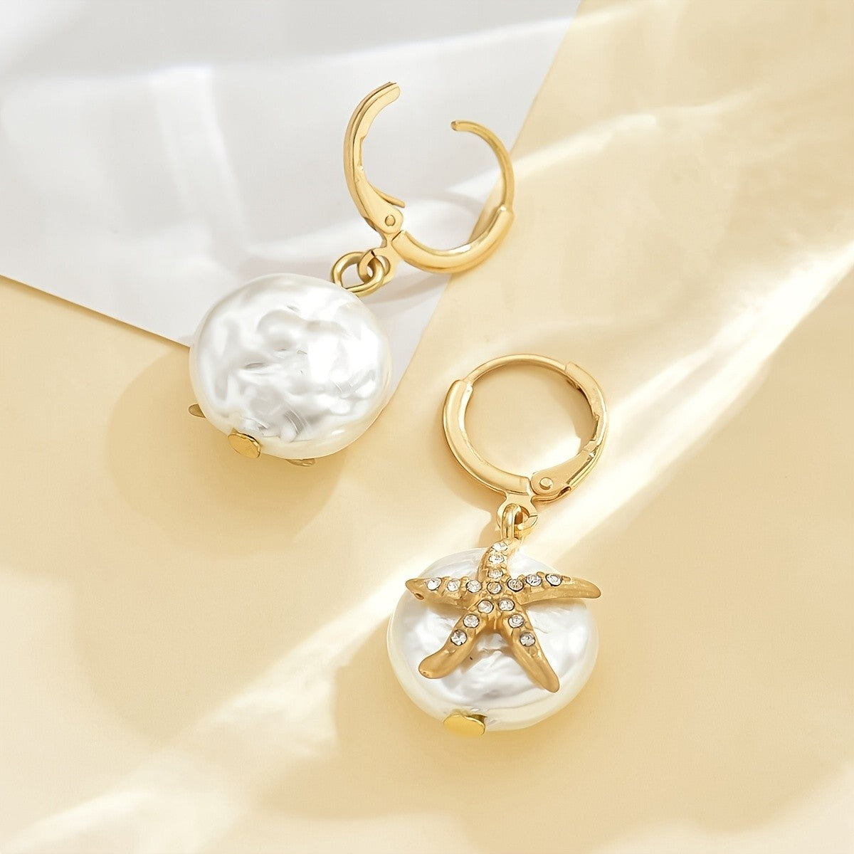 Starfish Pearl Drop Earrings