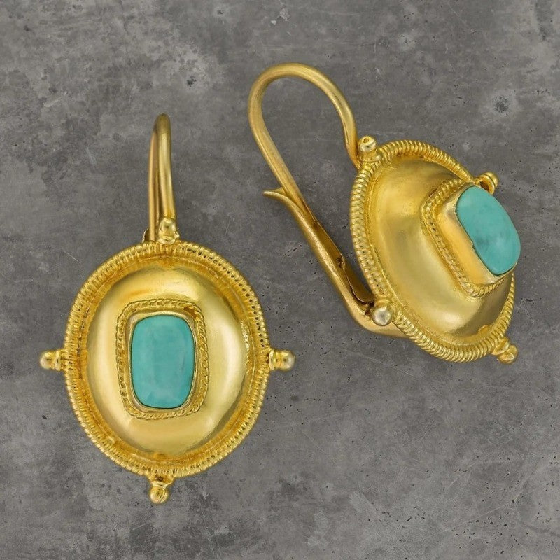 Turquoise Domed Drop Earrings