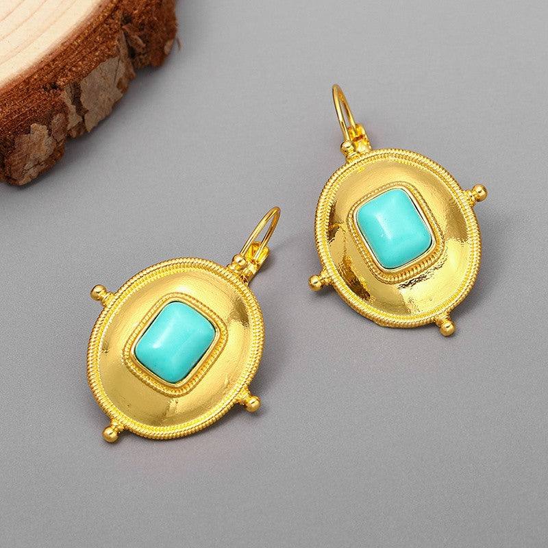 Turquoise Domed Drop Earrings