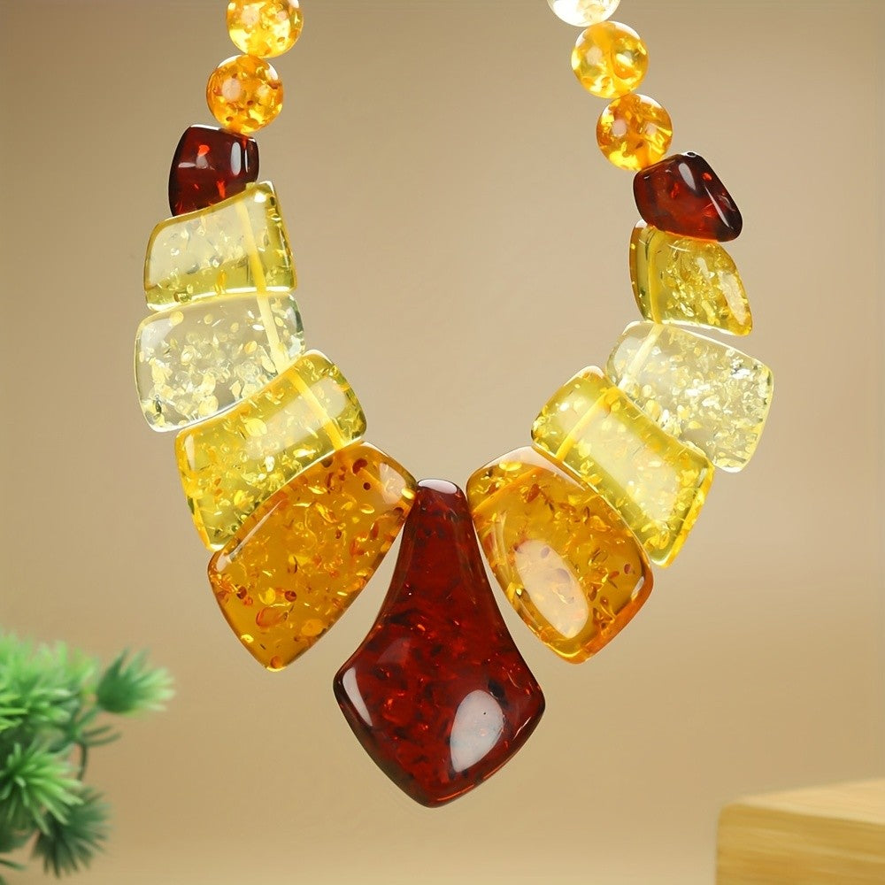 Amber Geometric Statement Necklace