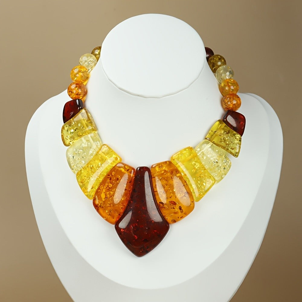 Amber Geometric Statement Necklace