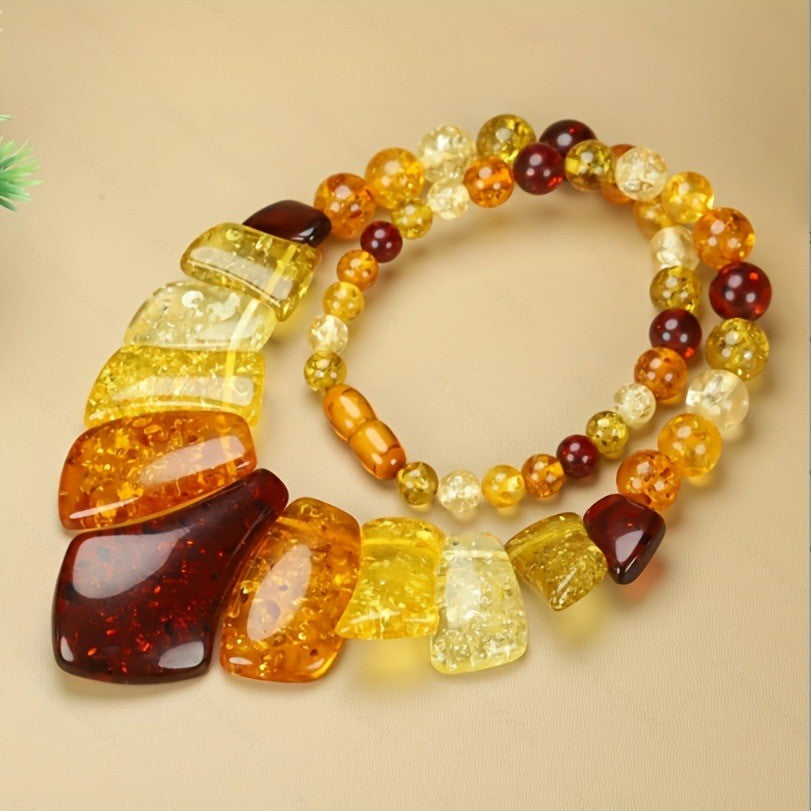 Amber Geometric Statement Necklace