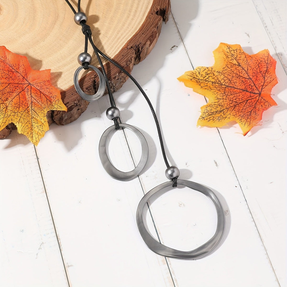 Gun Black Triple Hoop Necklace