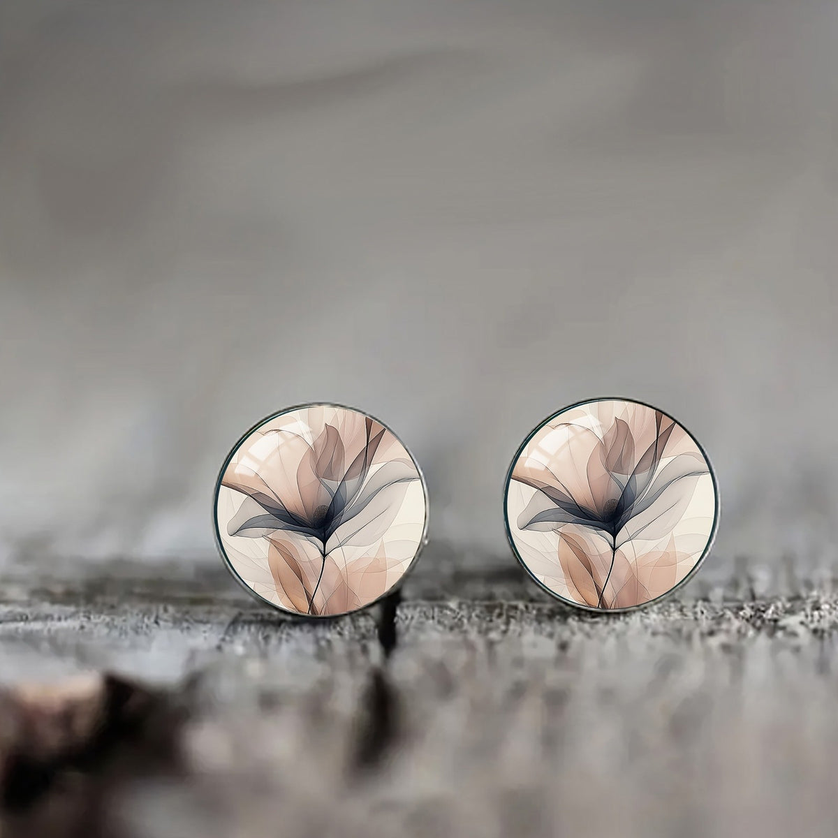 Abstract Floral Glass Stud Earrings