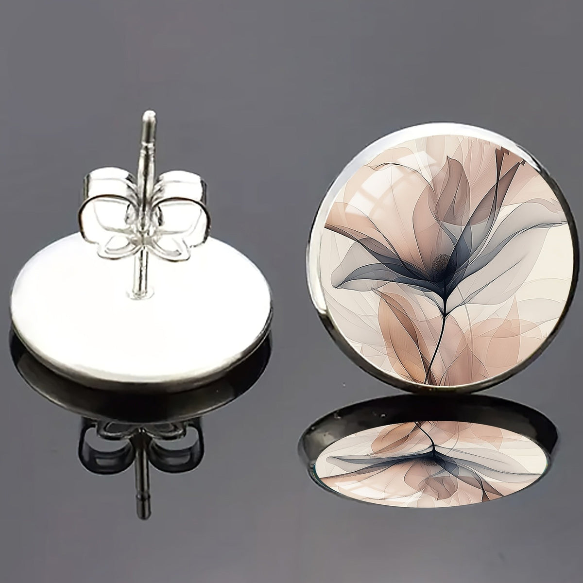 Abstract Floral Glass Stud Earrings