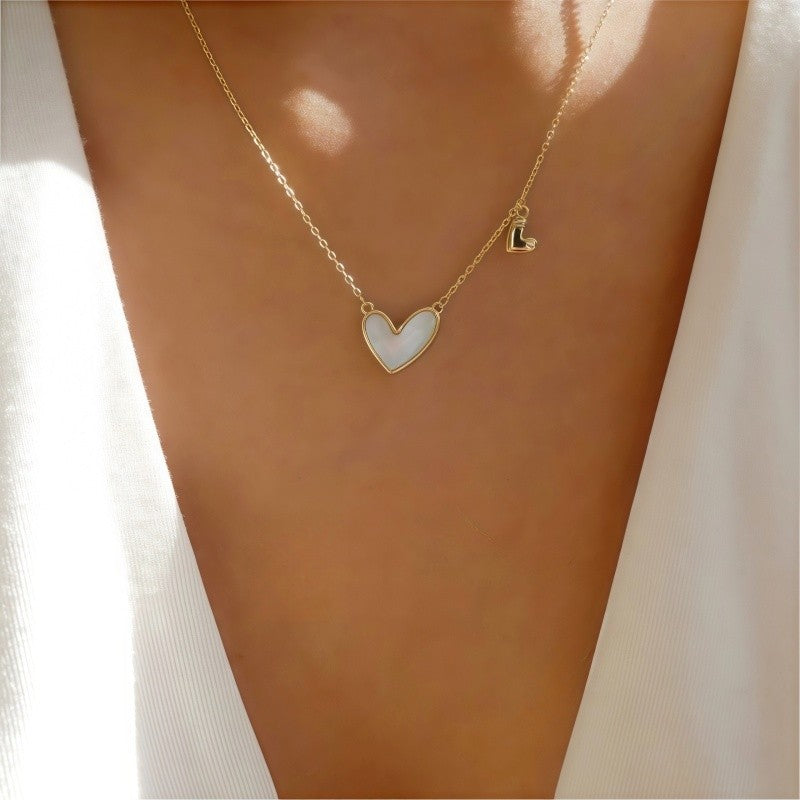 White Heart & Letter Necklace