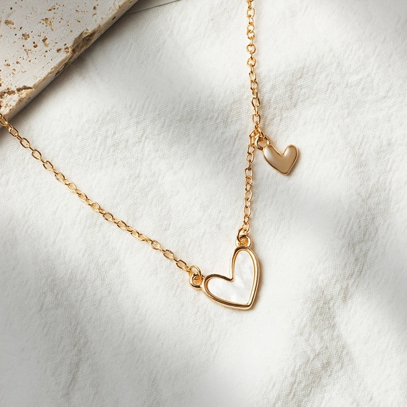 White Heart & Letter Necklace