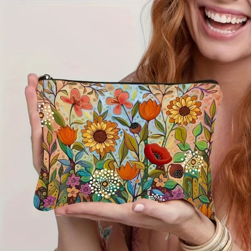 Colorful Floral Zipper Pouch
