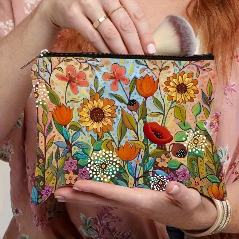 Colorful Floral Zipper Pouch