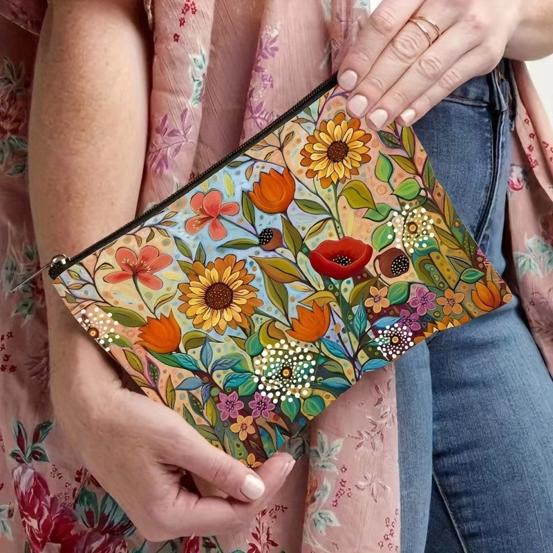 Colorful Floral Zipper Pouch