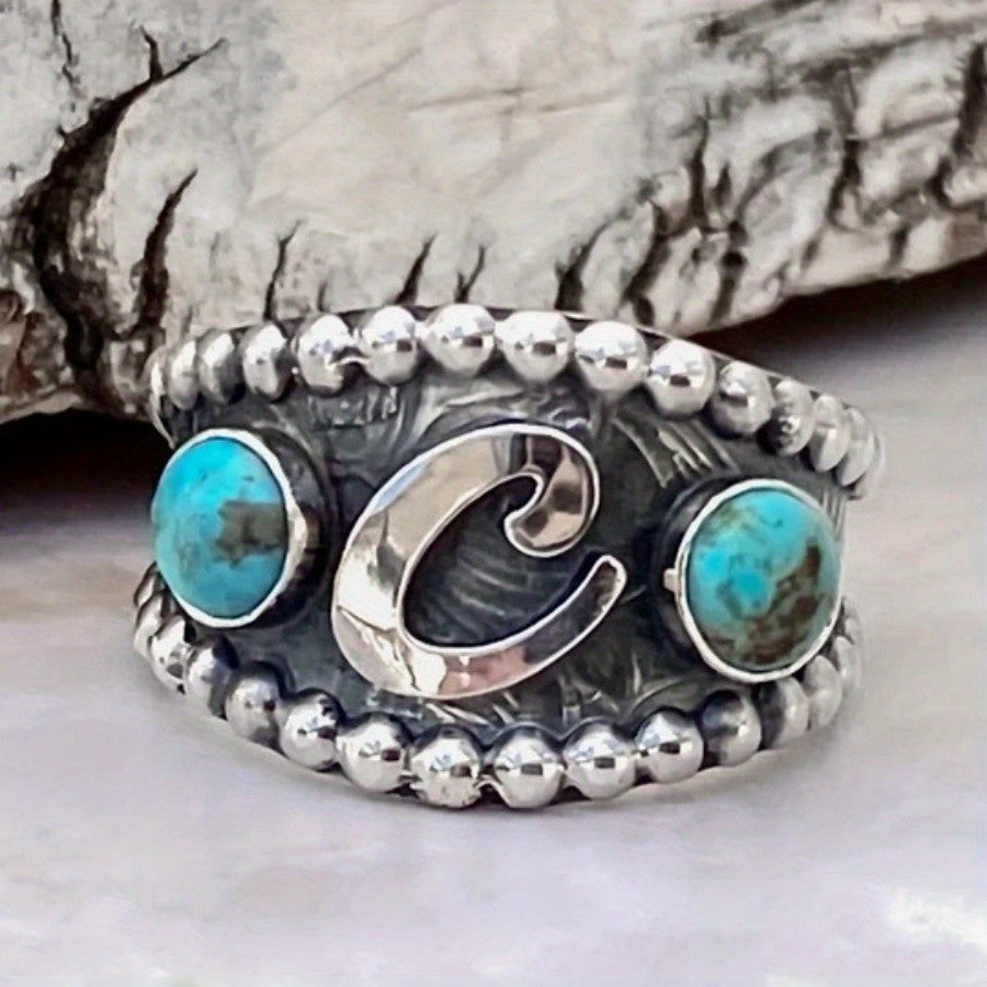 Turquoise Initial Ring