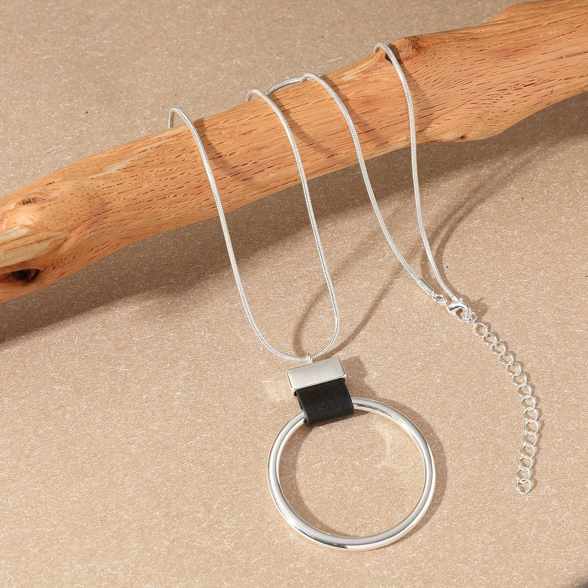 Open Circle Pendant Long Necklace