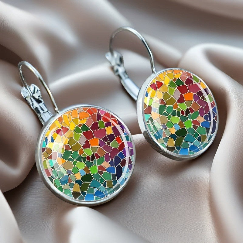 Multicolor Mosaic Drop Earrings