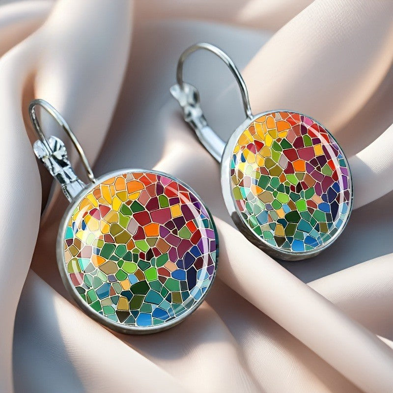 Multicolor Mosaic Drop Earrings