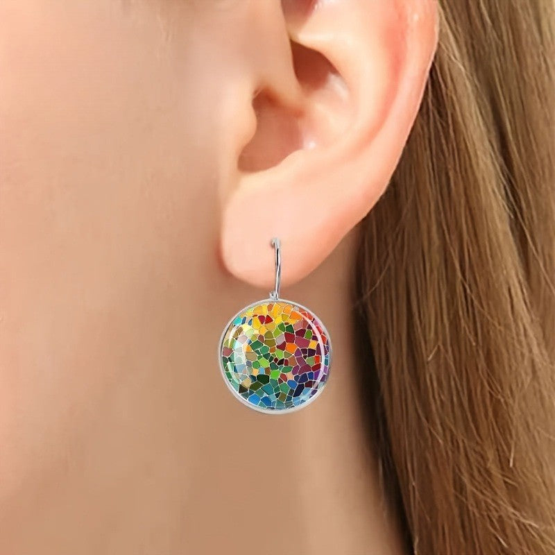 Multicolor Mosaic Drop Earrings