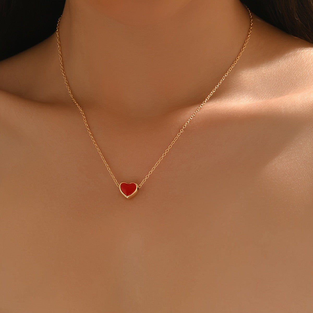 Small Enamel Heart Necklace