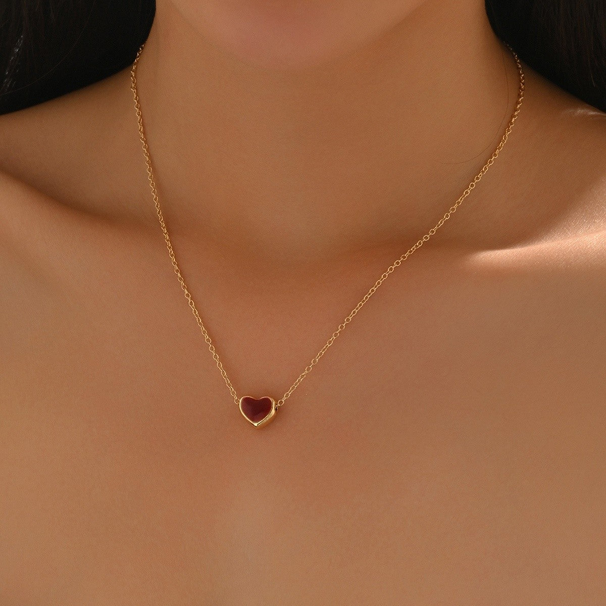 Small Enamel Heart Necklace