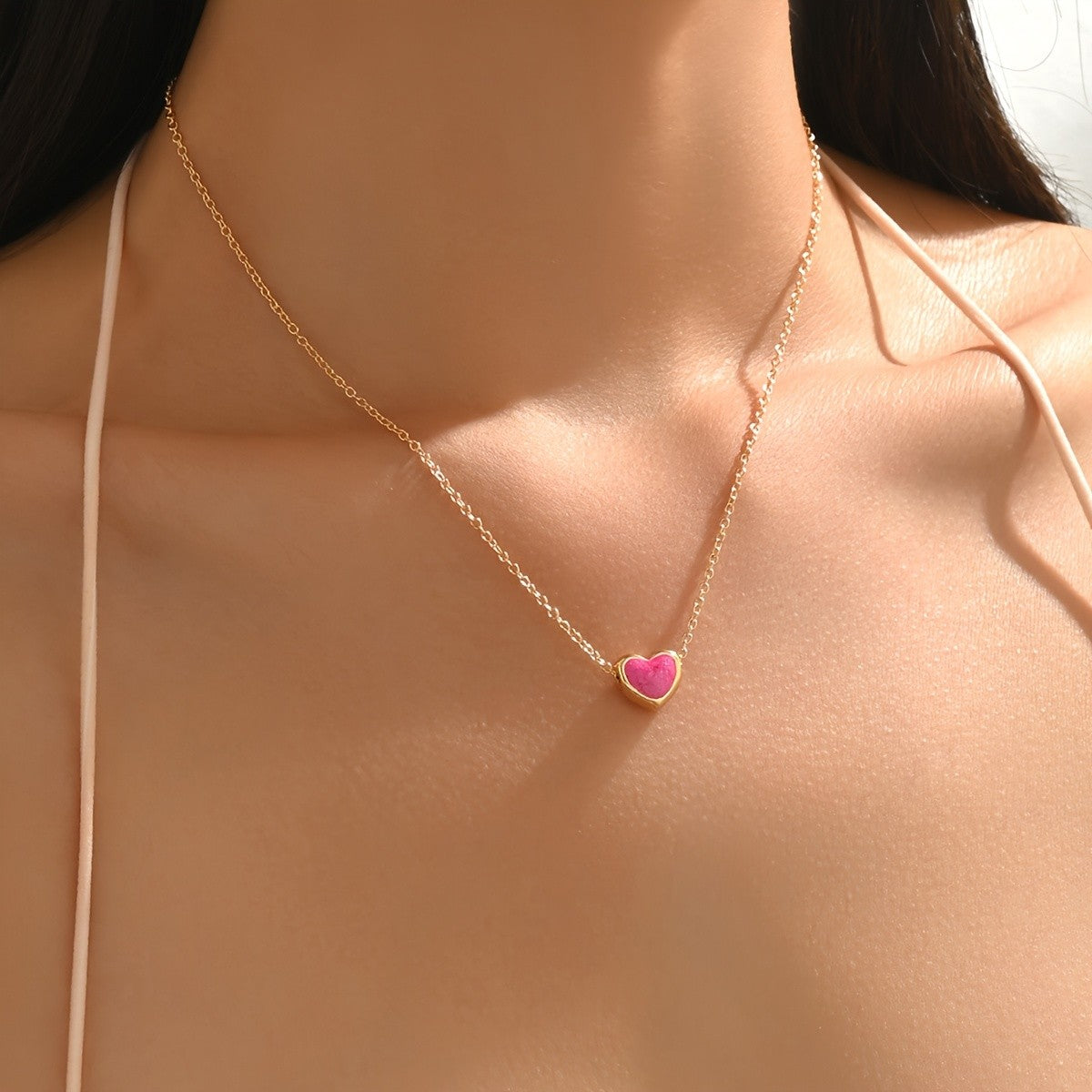 Small Enamel Heart Necklace