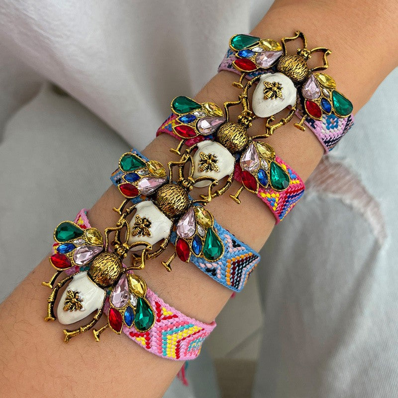 Crystal Bee Braided Bracelet