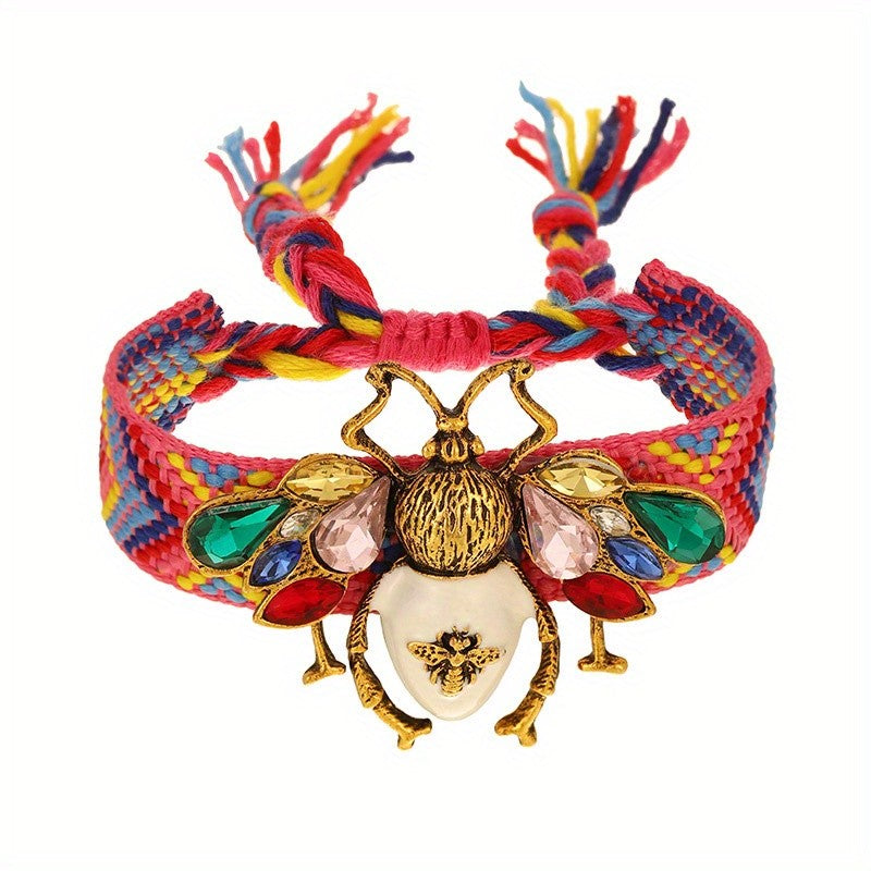 Crystal Bee Braided Bracelet