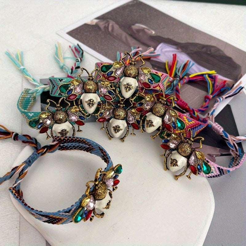 Crystal Bee Braided Bracelet