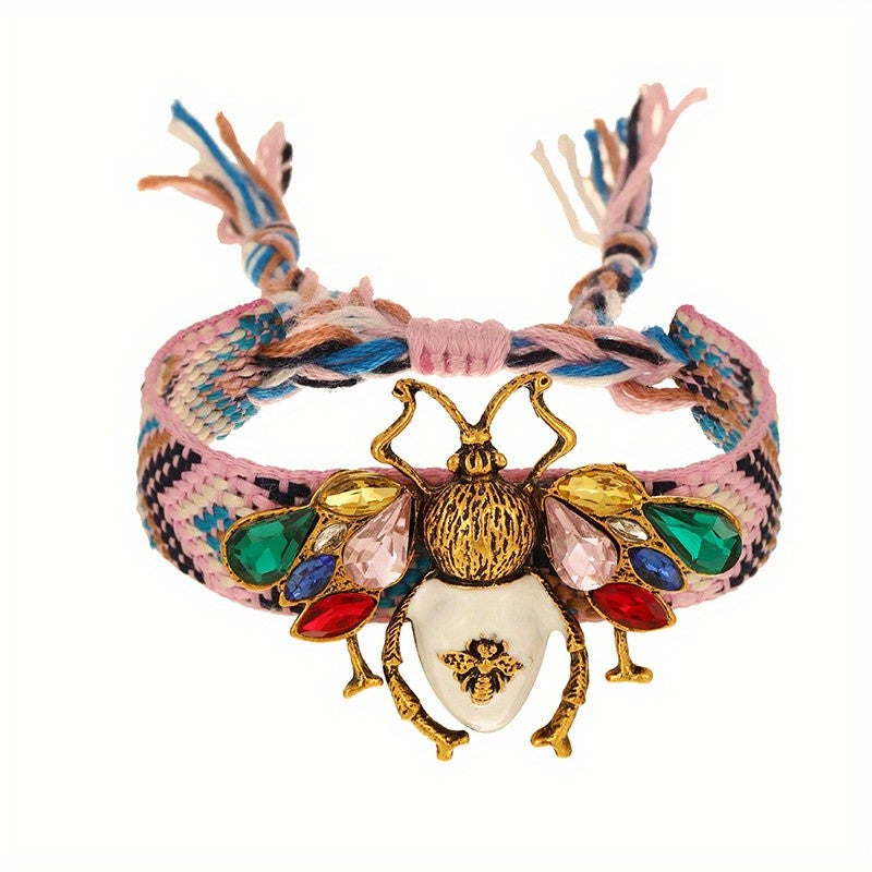 Crystal Bee Braided Bracelet