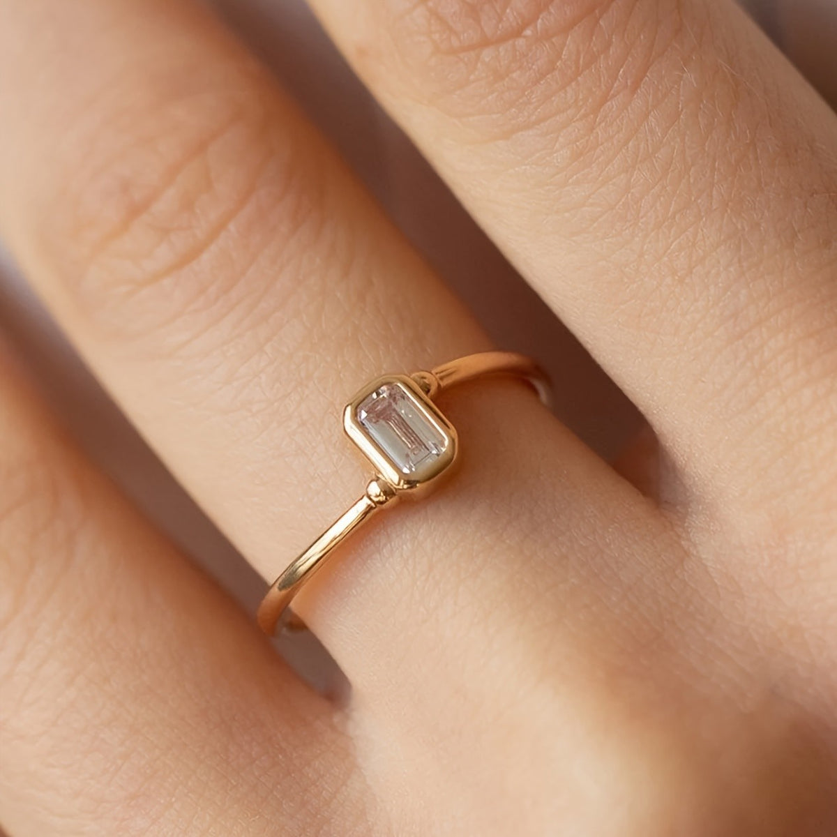 Baguette Crystal Square Ring
