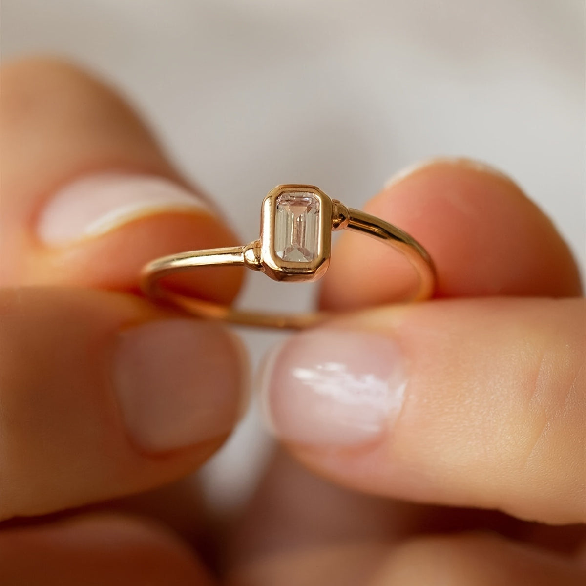 Baguette Crystal Square Ring