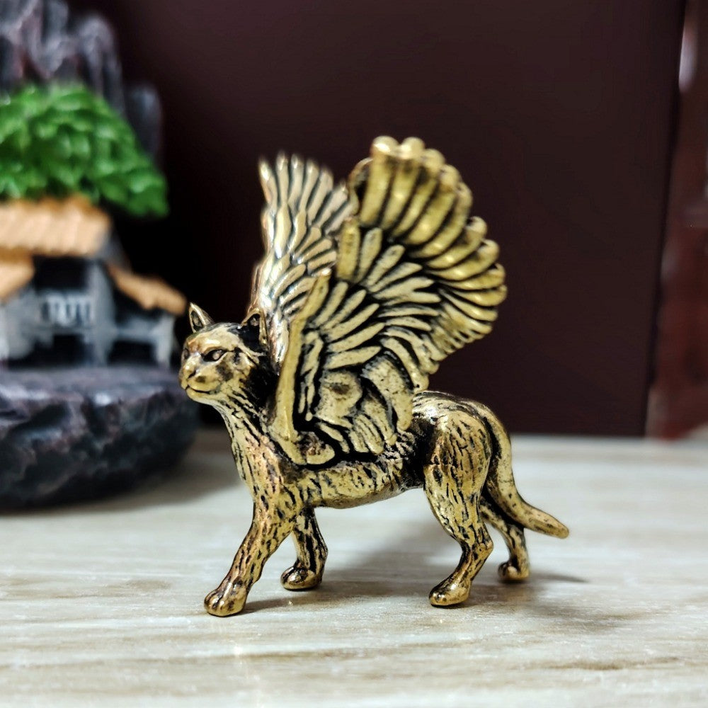 Winged Cat Figurine