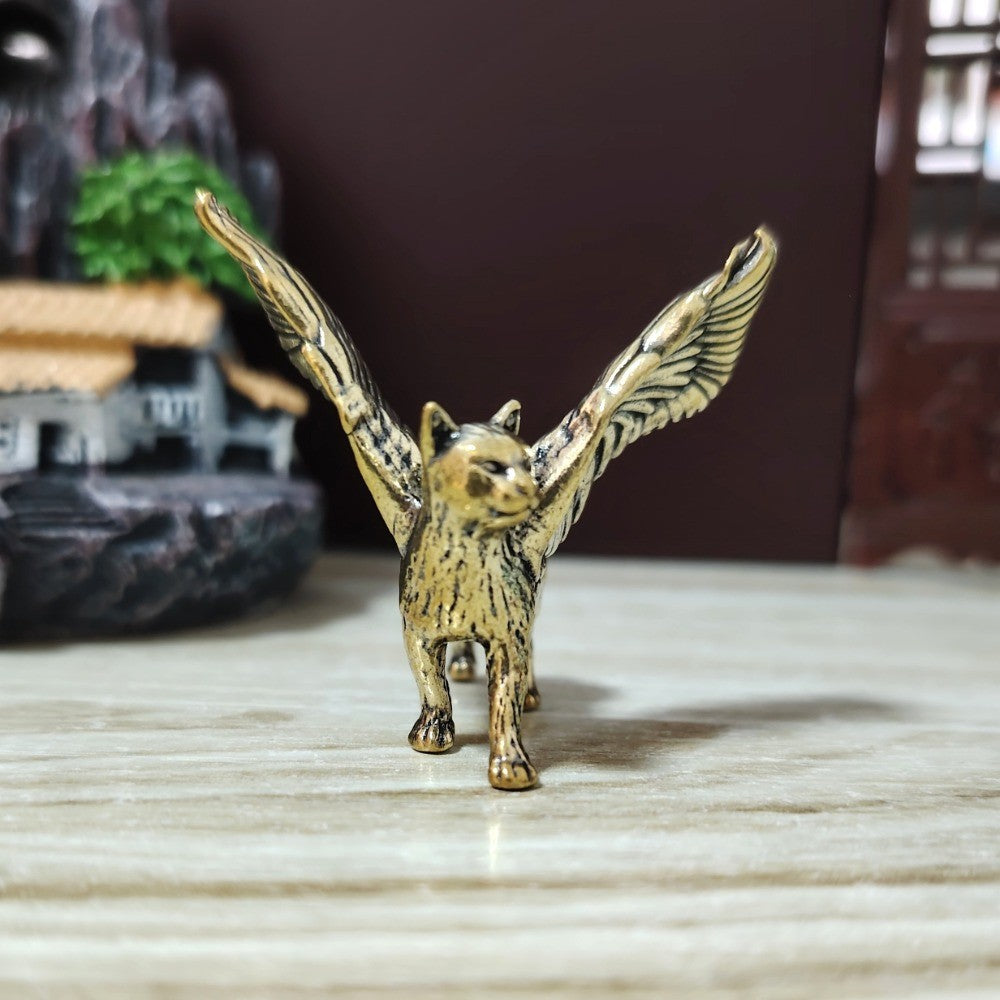 Winged Cat Figurine
